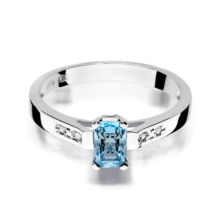 Pierścionek zaręczynowy z białego złota z topazem i diamentami 0,04ct Fire Of Love