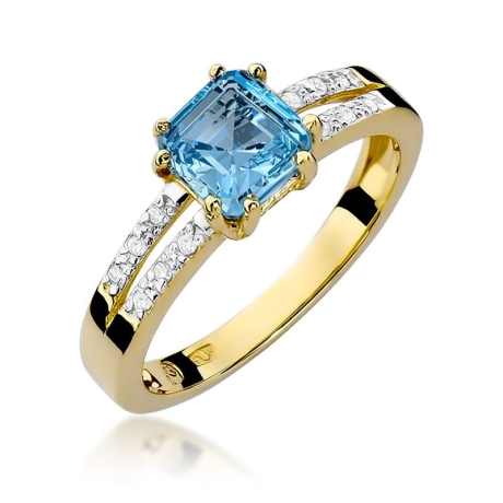 Przejdź do produktu Pierścionek zaręczynowy z żółtego złota z topazem i diamentami 0,06ct Fire Of Love 