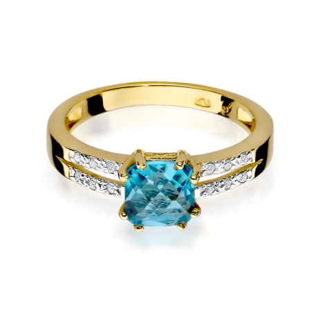 Przejdź do produktu Pierścionek zaręczynowy z żółtego złota z topazem i diamentami 0,06ct Fire Of Love 