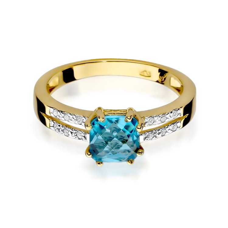 Pierścionek zaręczynowy z żółtego złota z topazem i diamentami 0,06ct Fire Of Love