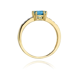 Pierścionek zaręczynowy z żółtego złota z topazem i diamentami 0,06ct Fire Of Love
