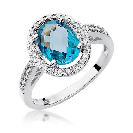 Przejdź do produktu Pierścionek zaręczynowy z białego złota z topazem i diamentami 0,16ct Fire Of Love