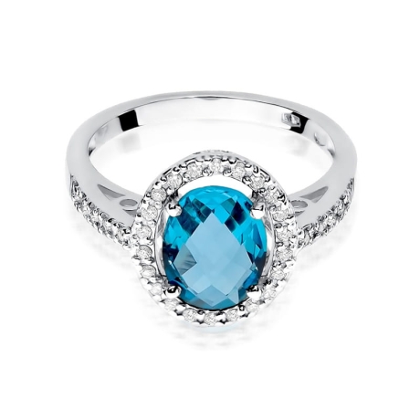 Przejdź do produktu Pierścionek zaręczynowy z białego złota z topazem i diamentami 0,16ct Fire Of Love