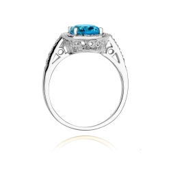 Pierścionek zaręczynowy z białego złota z topazem i diamentami 0,16ct Fire Of Love