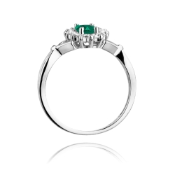 Pierścionek zaręczynowy z białego złota z szmaragdem i diamentami 0,28ct Fire Of Love