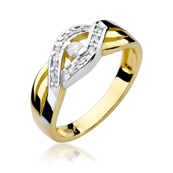 Pierścionek zaręczynowy z żółtego złota z diamentami 0,10ct Fire Of Love