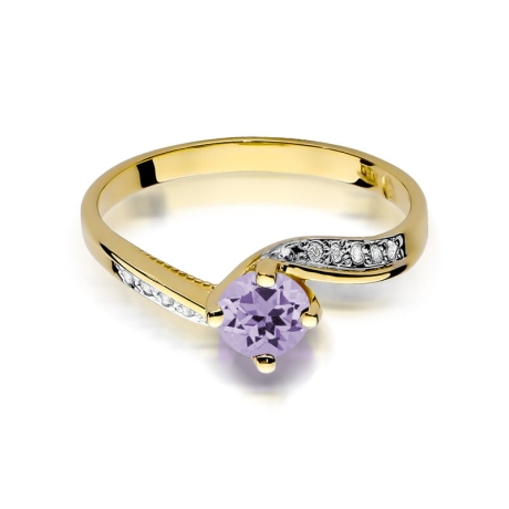Przejdź do produktu Pierścionek zaręczynowy z żółtego złota z tanzanitem i diamentami 0,05ct Fire Of Love 