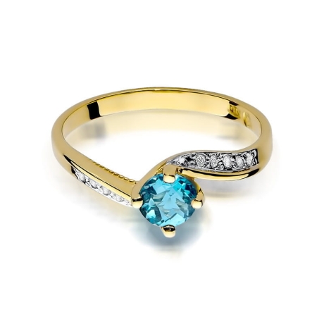 Przejdź do produktu Pierścionek zaręczynowy z żółtego złota z topazem i diamentami 0,05ct Fire Of Love 