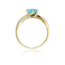Pierścionek zaręczynowy z żółtego złota z topazem i diamentami 0,05ct Fire Of Love