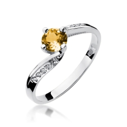 Pierścionek zaręczynowy z białego złota z cytrynem i diamentami 0,05ct Fire Of Love