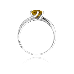Pierścionek zaręczynowy z białego złota z cytrynem i diamentami 0,05ct Fire Of Love