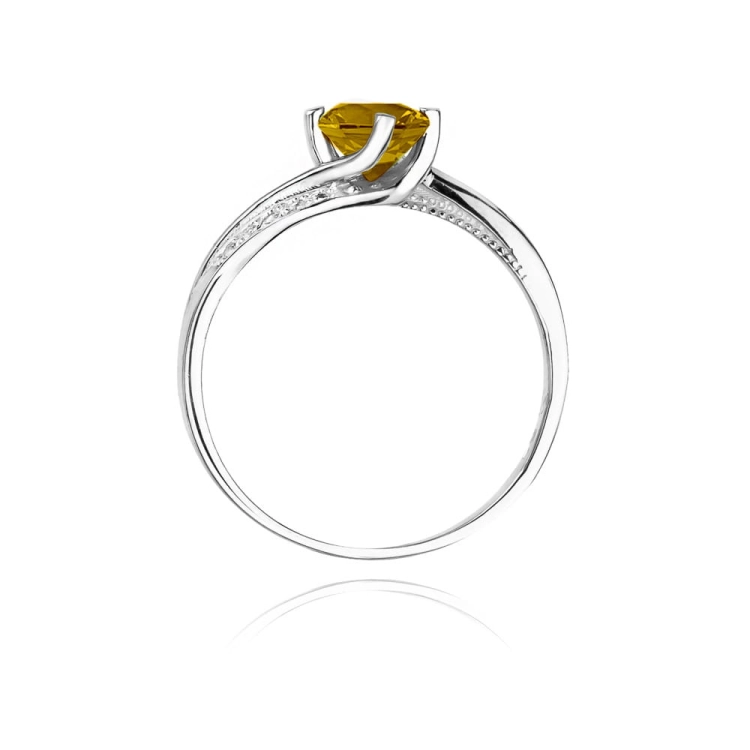Pierścionek zaręczynowy z białego złota z cytrynem i diamentami 0,05ct Fire Of Love