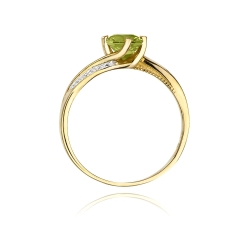 Pierścionek zaręczynowy z żółtego złota z oliwinem i diamentami 0,05ct Fire Of Love