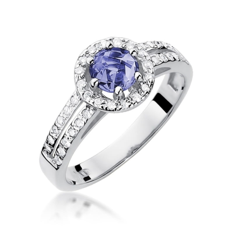 Przejdź do produktu Pierścionek zaręczynowy z białego złota z tanzanitem i diamentami 0,20ct Fire Of Love 
