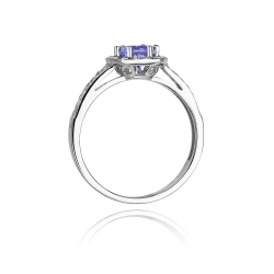 Pierścionek zaręczynowy z białego złota z tanzanitem i diamentami 0,20ct Fire Of Love