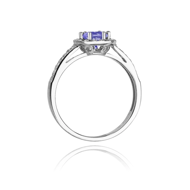 Pierścionek zaręczynowy z białego złota z tanzanitem i diamentami 0,20ct Fire Of Love