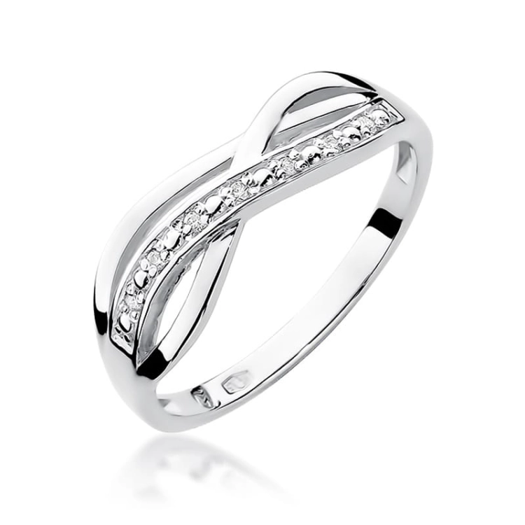 Pierścionek zaręczynowy z białego złota z diamentami 0,06ct Fire Of Love