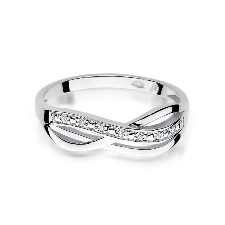 Pierścionek zaręczynowy z białego złota z diamentami 0,06ct Fire Of Love