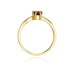 Pierścionek zaręczynowy z żółtego złota z granatem i diamentami 0,03ct Fire Of Love