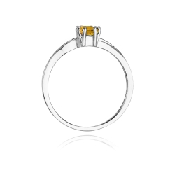 Pierścionek zaręczynowy z białego złota z cytrynem i diamentami 0,03ct Fire Of Love