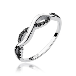 Pierścionek zaręczynowy z białego złota z czarnymi diamentami 0,07ct Fire Of Love