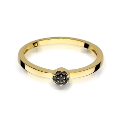 Pierścionek zaręczynowy z żółtego złota z czarnymi brylantami 0,04ct Fire Of Love
