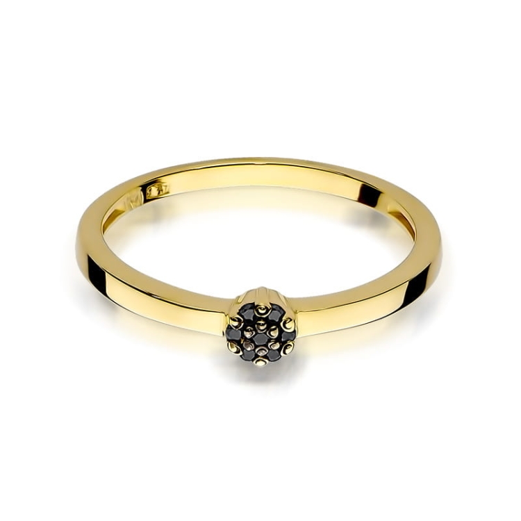 Pierścionek zaręczynowy z żółtego złota z czarnymi brylantami 0,04ct Fire Of Love