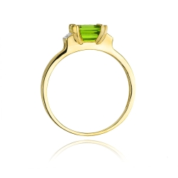 Pierścionek zaręczynowy z żółtego złota z oliwinem i diamentami 0,03ct Fire Of Love