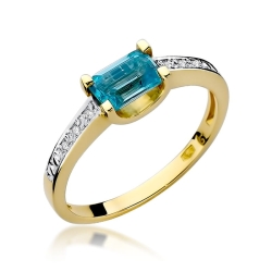 Pierścionek zaręczynowy z żółtego złota z topazem i diamentami 0,03ct Fire Of Love