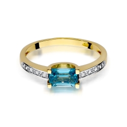 Pierścionek zaręczynowy z żółtego złota z topazem i diamentami 0,03ct Fire Of Love
