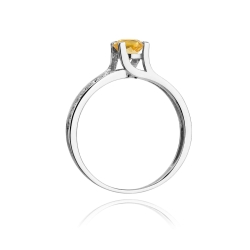 Pierścionek zaręczynowy z białego złota z cytrynem i diamentami 0,03ct Fire Of Love