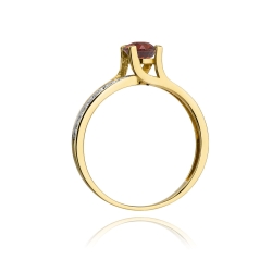 Pierścionek zaręczynowy z żółtego złota z granatem i diamentami 0,03ct Fire Of Love