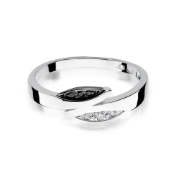 Pierścionek zaręczynowy z białego złota z czarnymi i białymi diamentami 0,03ct Fire Of Love