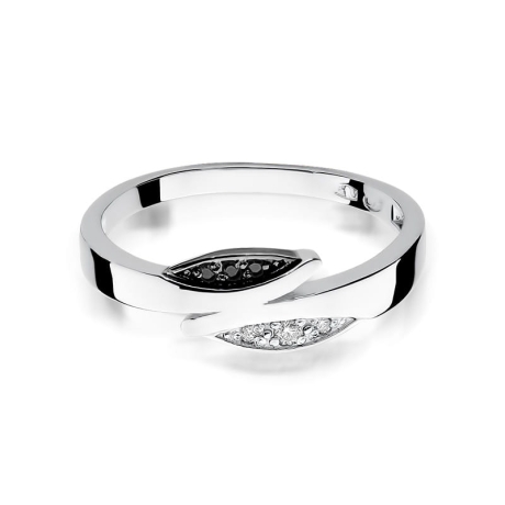 Przejdź do produktu Pierścionek zaręczynowy z białego złota z czarnymi i białymi diamentami 0,03ct Fire Of Love 
