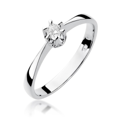 Pierścionek zaręczynowy z białego złota z diamentem 0,03ct Fire Of Love