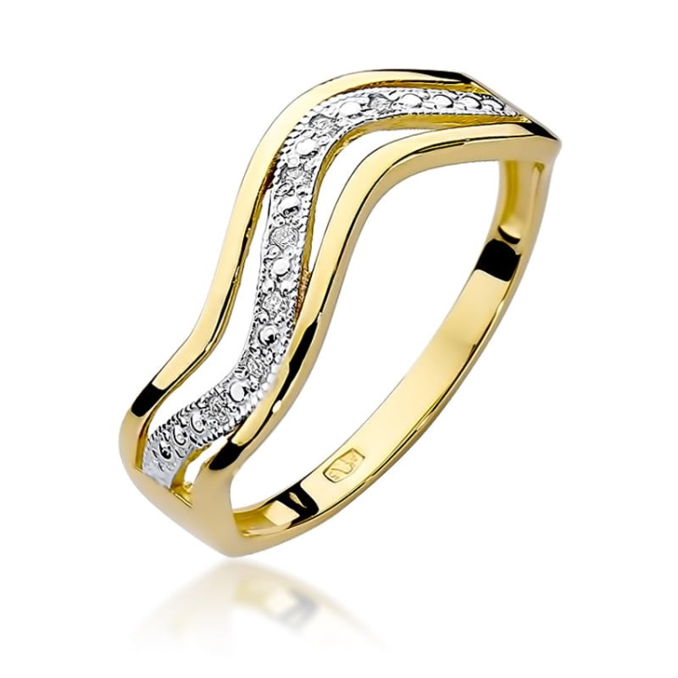 Pierścionek zaręczynowy z żółtego złota z diamentami 0,06ct Fire Of Love
