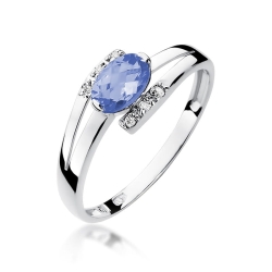 Pierścionek zaręczynowy z białego złota z tanzanitem i diamentami 0,05ct Fire Of Love