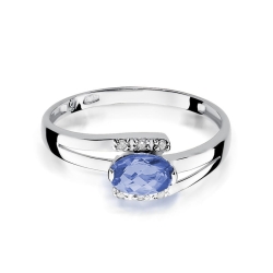 Pierścionek zaręczynowy z białego złota z tanzanitem i diamentami 0,05ct Fire Of Love