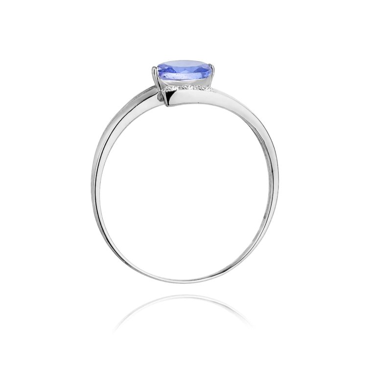 Pierścionek zaręczynowy z białego złota z tanzanitem i diamentami 0,05ct Fire Of Love