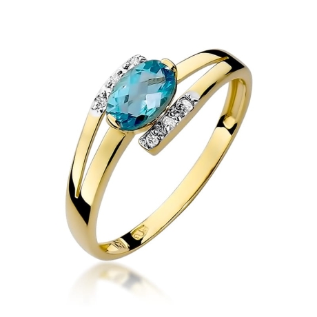 Przejdź do produktu Pierścionek zaręczynowy z żółtego złota z topazem i diamentami 0,05ct Fire Of Love 