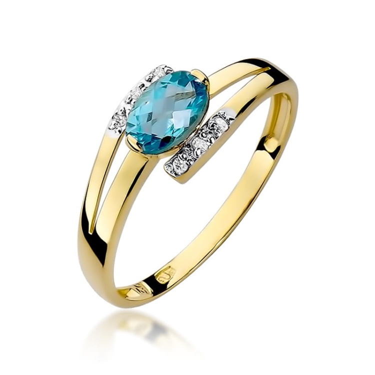 Pierścionek zaręczynowy z żółtego złota z topazem i diamentami 0,05ct Fire Of Love