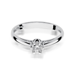 Pierścionek zaręczynowy z białego złota z diamentem 0,15ct Fire Of Love