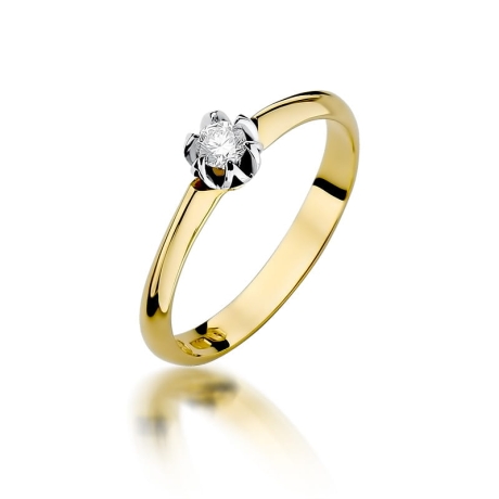 Przejdź do produktu Pierścionek zaręczynowy z żółtego złota z diamentem 0,10ct Fire Of Love
