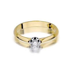 Pierścionek zaręczynowy z żółtego złota z diamentem 0,10ct Fire Of Love