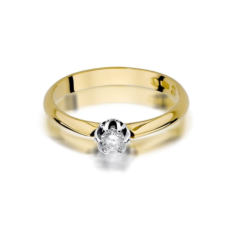 Pierścionek zaręczynowy z żółtego złota z diamentem 0,10ct Fire Of Love