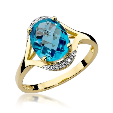 Przejdź do produktu Pierścionek zaręczynowy z żółtego złota z topazem i diamentami 0,04ct Fire Of Love 