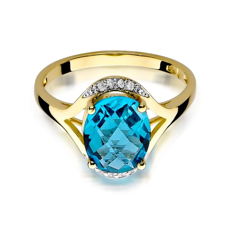 Pierścionek zaręczynowy z żółtego złota z topazem i diamentami 0,04ct Fire Of Love