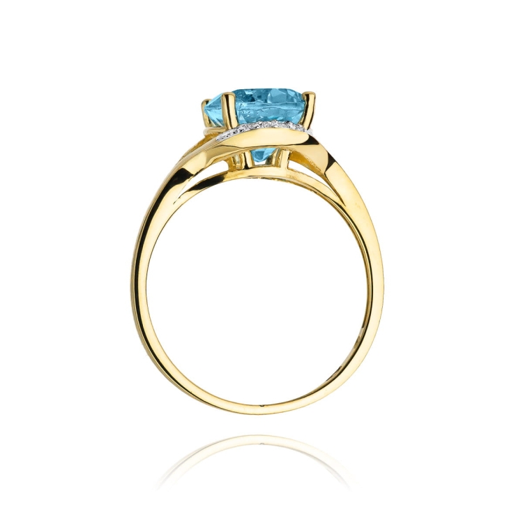 Pierścionek zaręczynowy z żółtego złota z topazem i diamentami 0,04ct Fire Of Love