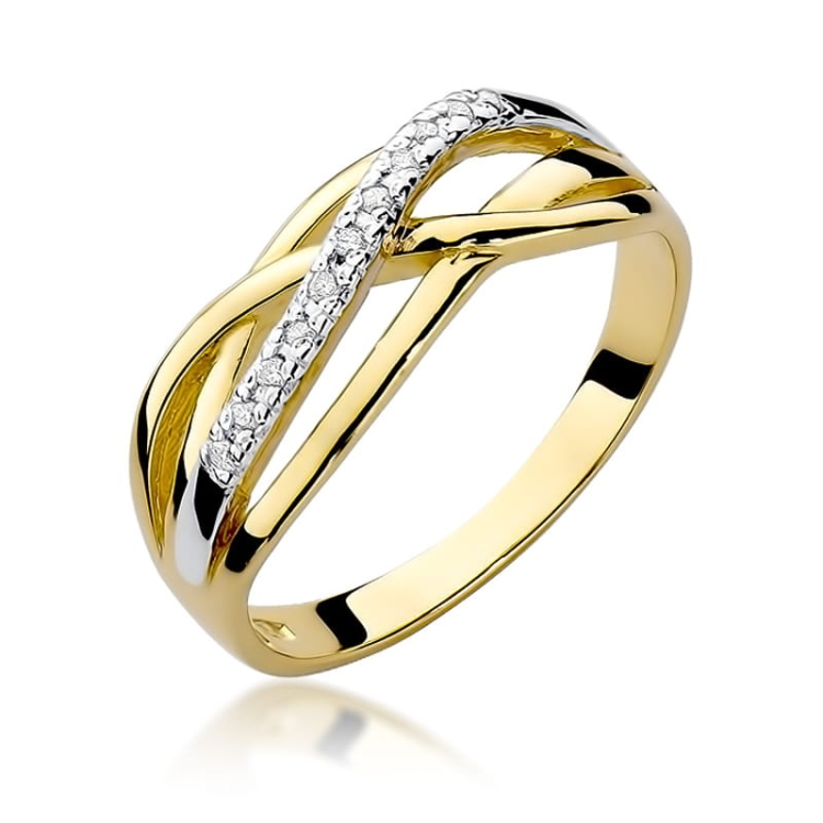Pierścionek zaręczynowy z żółtego złota z diamentami 0,10ct Fire Of Love