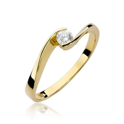 Pierścionek zaręczynowy z żółtego złota z diamentem 0,13ct Fire Of Love